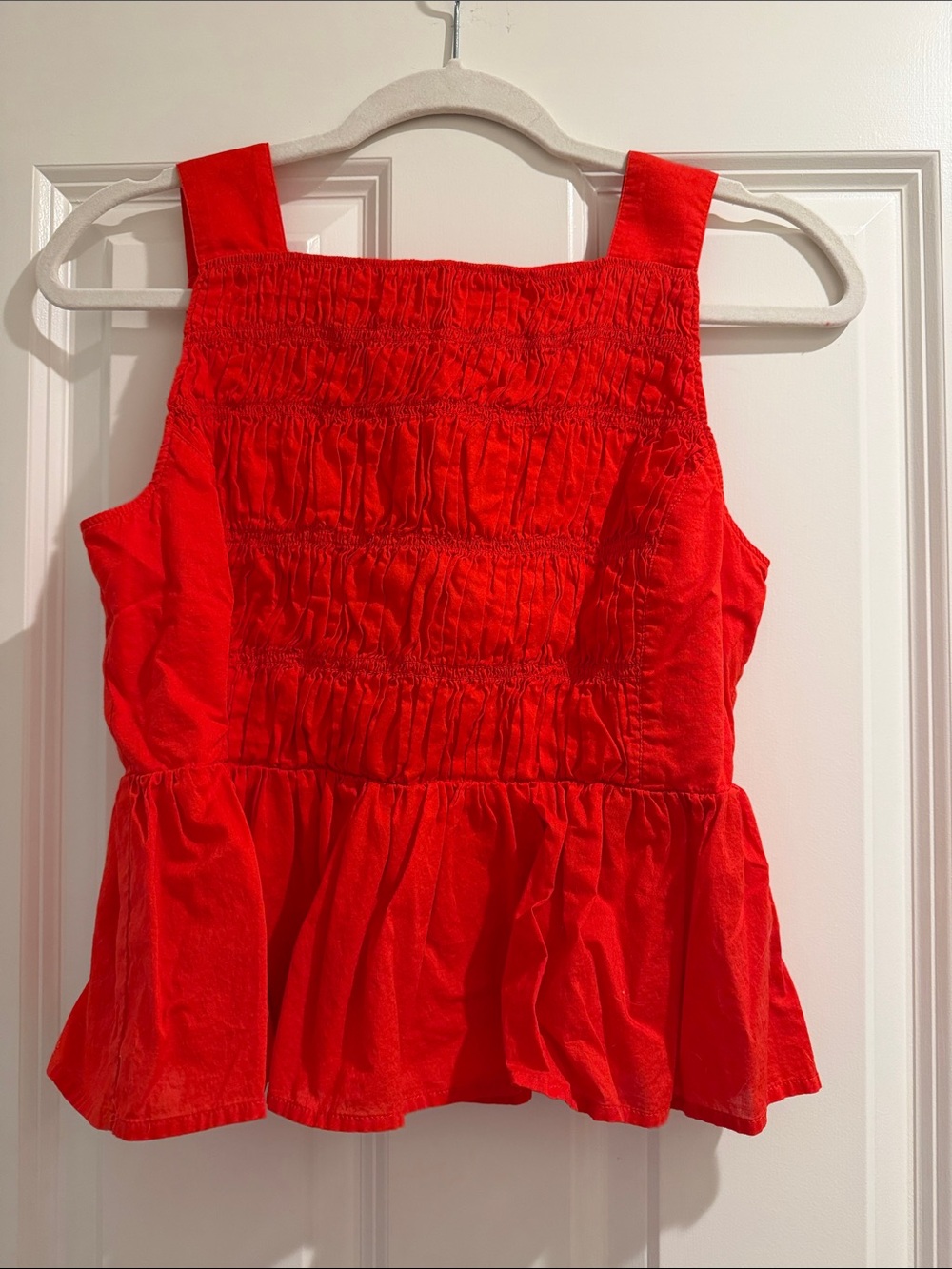 J. Crew Factory Red Smocked Peplum Tank